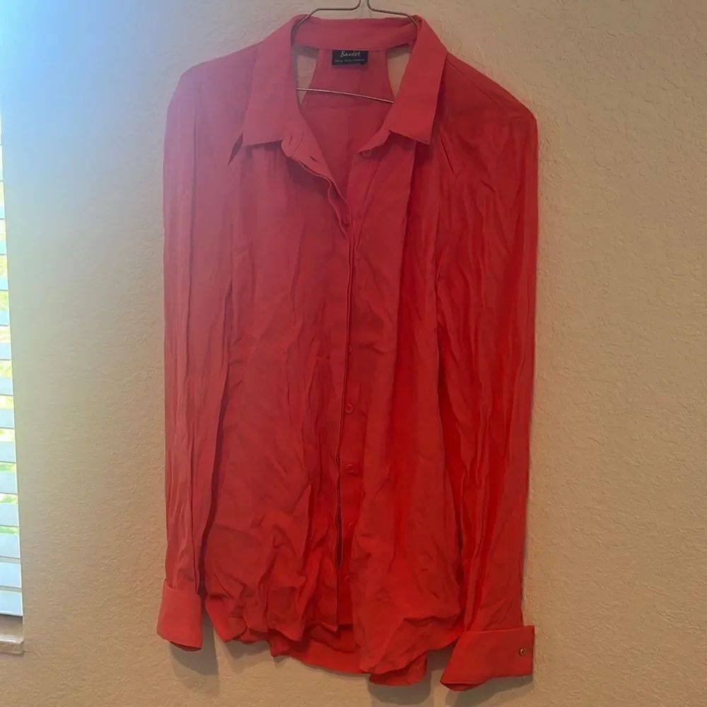 Pink Long Sleeve Button Down Blouse - Size Small - Bardot - Hidden Buttons